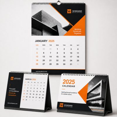 Creative calendar design showcasing monthly layout and branding